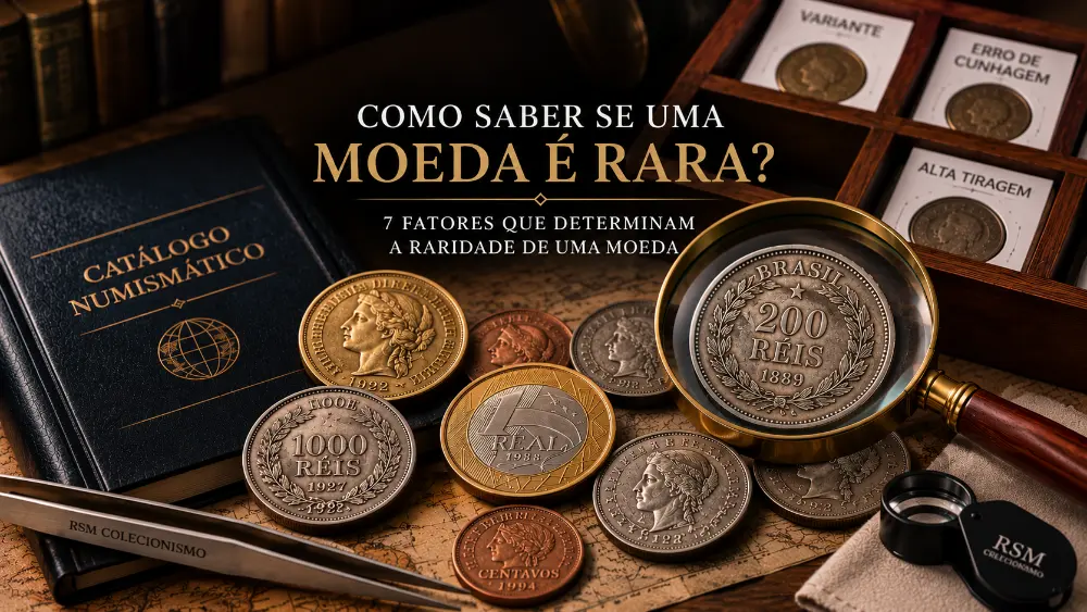 Moedas antigas representando os fatores que determinam a raridade de uma moeda