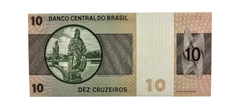Cédula 10 Cruzeiros Brasil 1974 - D. Perdro II - SOBERBA - C-138 - verso