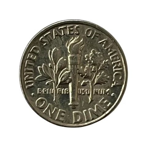 Moeda Estados Unidos 10 Cents Dólar - One Dime 1987 - Roosevelt - Letra P - MBC - KM# 195a - verso