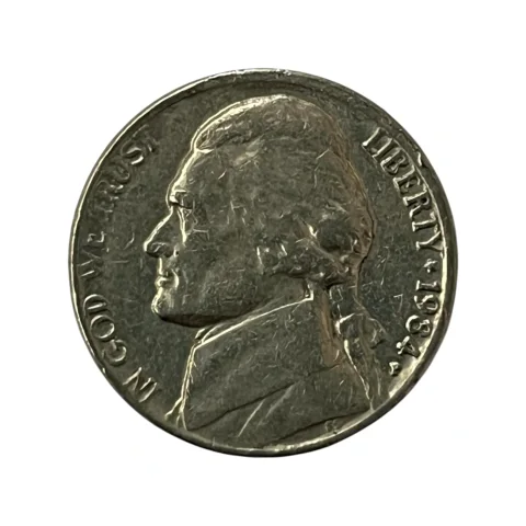 Moeda Estados Unidos 5 Cents Dólar - 1984 - Jefferson Nickel - Letra P - MBC - KM# A192 - frente