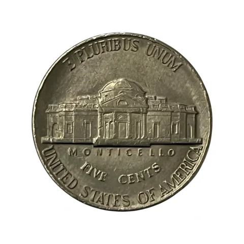 Moeda Estados Unidos 5 Cents Dólar - 1982 - Jefferson Nickel - Letra P - MBC - KM# A192 - verso