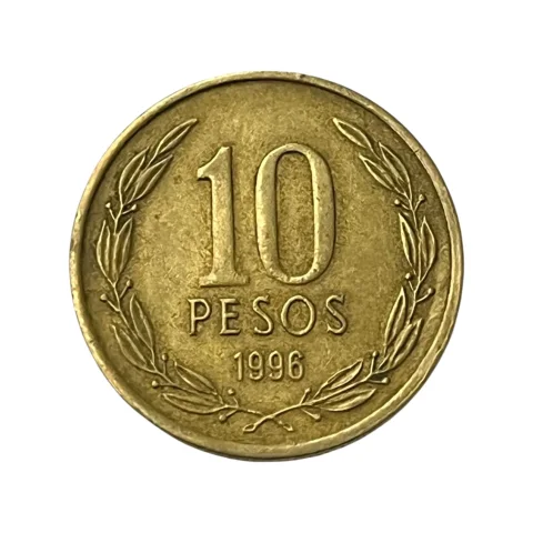 Moeda Chile 10 Pesos 1996 - MBC - KM# 228 - frente