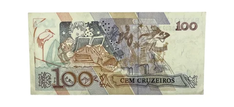 Cédula100 Cruzeiros 1990 Brasil Cecília Meireles - MBC - C-214 - verso