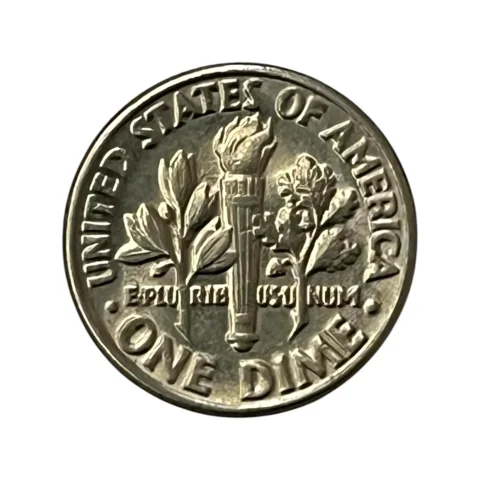 Moeda Estados Unidos 10 Cents Dólar - One Dime 1981 - Roosevelt - Letra D - MBC - KM# 195a - verso