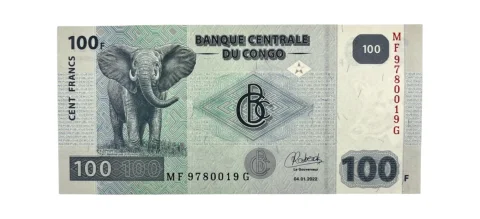 Cédula 100 Francos 2022 - República Democrática do Congo - FE - P-W98B - frente