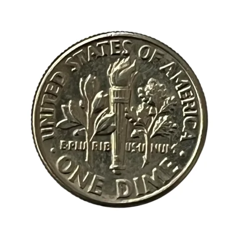 Moeda Estados Unidos 10 Cents Dólar - One Dime 1990 - Roosevelt - Letra D - MBC - KM# 195a - verso
