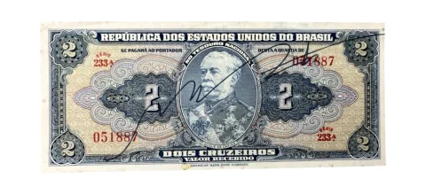 Cédula 2 Cruzeiros 1944 - Brasil - AUTOGRAFADA MBC/SOBERBA - C-014 / P-133 - frente
