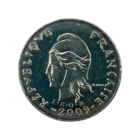 Moeda 20 Francos Polinésia Francesa 2009 - SOBERBA - KM# 9a - verso