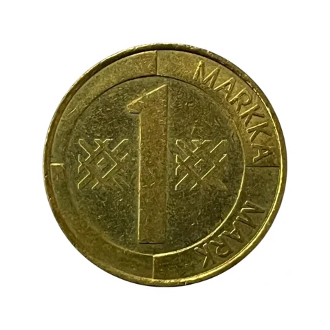 Moeda 1 Markka Mark 1995 Finlândia Suomi - MBC - KM# 76 - verso