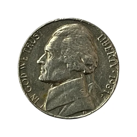 Moeda Estados Unidos 5 Cents Dólar - 1981 - Jefferson Nickel - Letra P - MBC - KM# A192 - frente