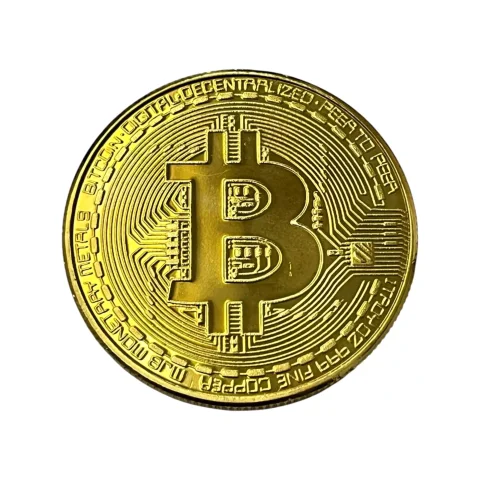 Medalha Token Bitcoin Moeda Digital Decorativa Dourada - SOB - frente