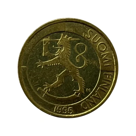 Moeda 1 Markka Mark 1995 Finlândia Suomi - MBC - KM# 76 - frente
