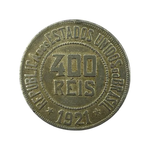 Moeda 400 Réis 1921 Brasil - Cupro-Níquel - MBC - KM# 520 - frente