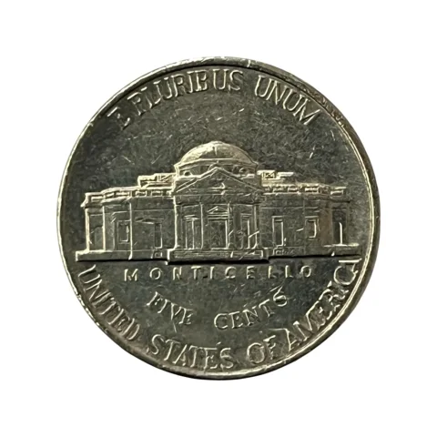 Moeda Estados Unidos 5 Cents Dólar - 1989 - Jefferson Nickel - Letra P - MBC - KM# A192 - verso