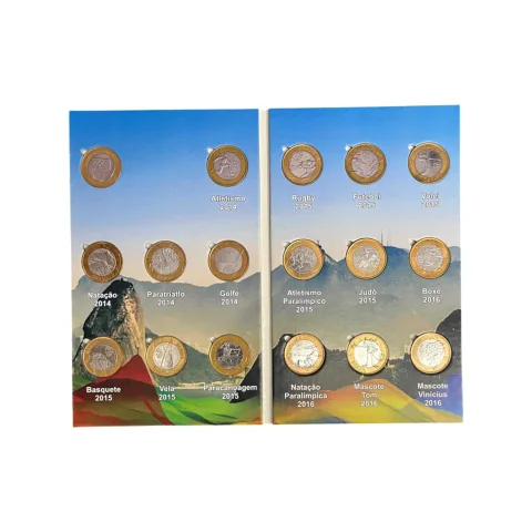 Álbum com Coleção Completa 17 Moedas das Olimpíadas Rio 2016 - MBC - verso
