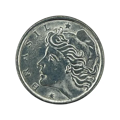 Moeda 50 Centavos 1976 Brasil - Aço Inox - SOBERBA - KM# 580b - verso
