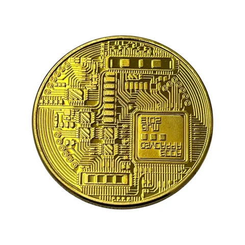 Medalha Token Bitcoin Moeda Digital Decorativa Dourada - SOB - verso