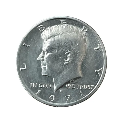Half Dólar - 1971 - Kennedy - Letra D - SOBERBA - KM# 202b - frente