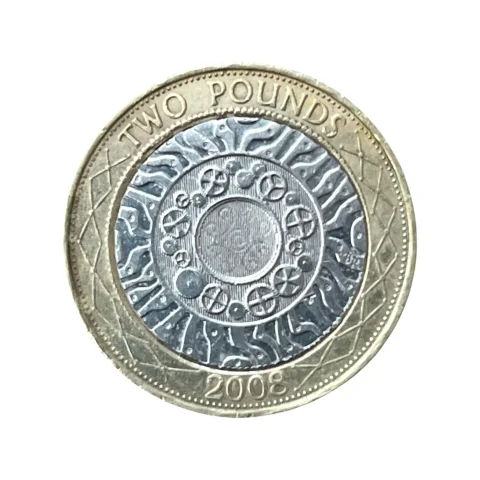 Two Pounds - 2 Libras - 2008 - Rainha Elizabeth - MBC - KM# 994 - verso