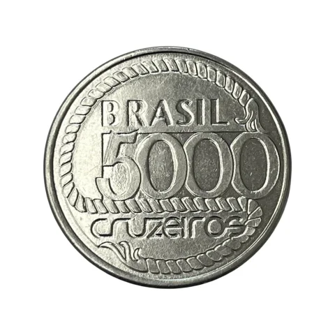 Moeda 5000 Cruzeiros Brasil 1992 - Aço Inox - MBC+ V-429 - KM# 625 - verso