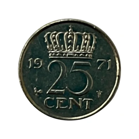 Moeda 25 Cent 1971 Paises Baixos - HOLANDA - MBC - KM# 183 - frente