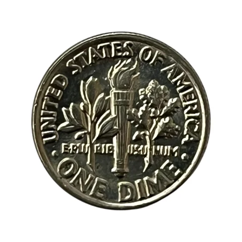 Moeda Estados Unidos 10 Cents Dólar - One Dime 1982 - Roosevelt - Letra P - MBC - KM# 195a - verso