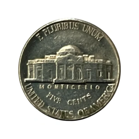Moeda Estados Unidos 5 Cents Dólar - 1990 - Jefferson Nickel - Letra D - MBC - KM# A192 - verso