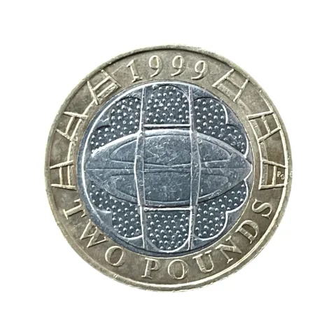 Two Pounds - 2 Libras - 1999 - Rainha Elizabeth - MBC - KM# 999 - verso