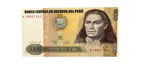 Cédula 500 Intis 1987 Perú - FE - P-134b - frente