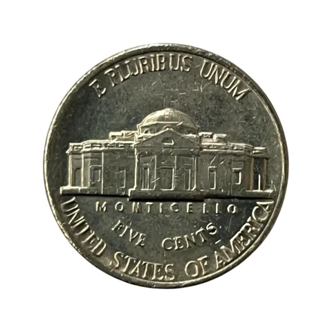 Moeda Estados Unidos 5 Cents Dólar - 1988 - Jefferson Nickel - Letra P - MBC - KM# A192 - verso