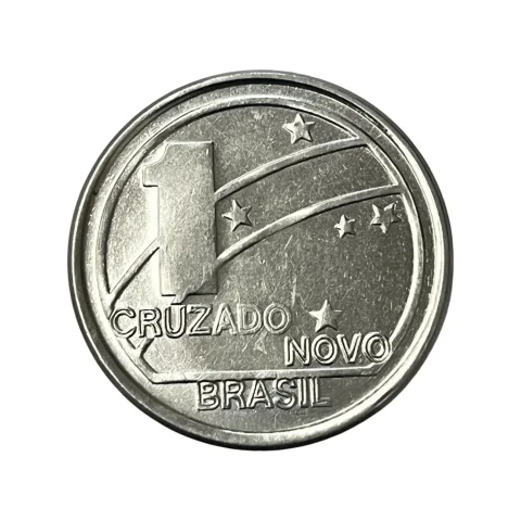 Moeda 1 Cruzado Novo Brasil 1989 - Aço Inox - MBC+ V-412 - KM# 615 - verso