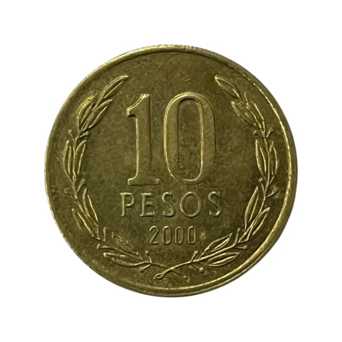 Moeda Chile 10 Pesos 2000 - MBC - KM# 228 - frente