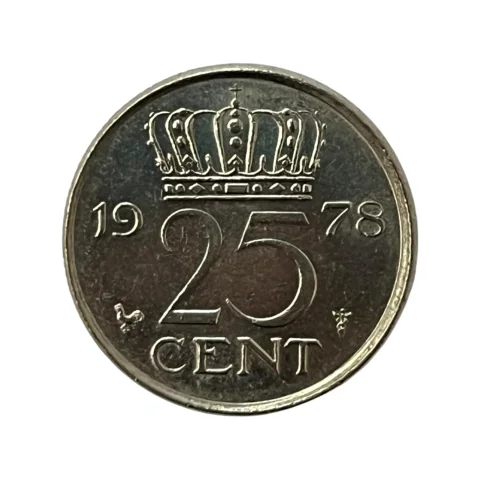 Moeda 25 Cent 1978 Paises Baixos - HOLANDA - MBC - KM# 183 - frente
