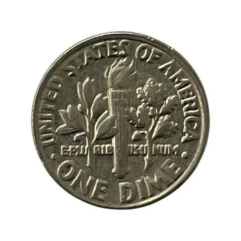 Moeda Estados Unidos 10 Cents Dólar - One Dime 1985 - Roosevelt - Letra P - MBC - KM# 195a - verso