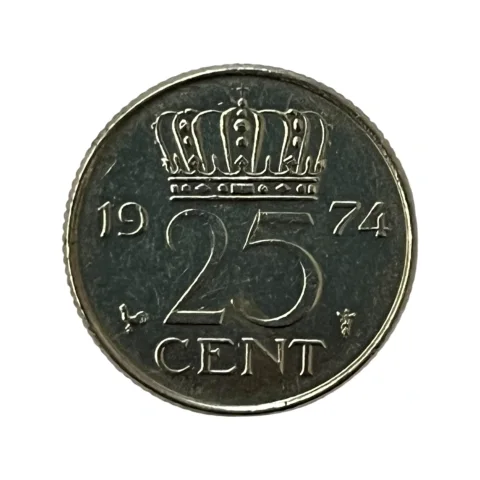 Moeda 25 Cent 1974 Paises Baixos - HOLANDA - MBC - KM# 183 - frente