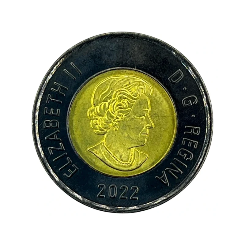 Frente de Moeda Canadá  2 Doláres - 2022 - Tributo à Rainha Elizabeth II anel escuro - SOBERBA - UC# 739