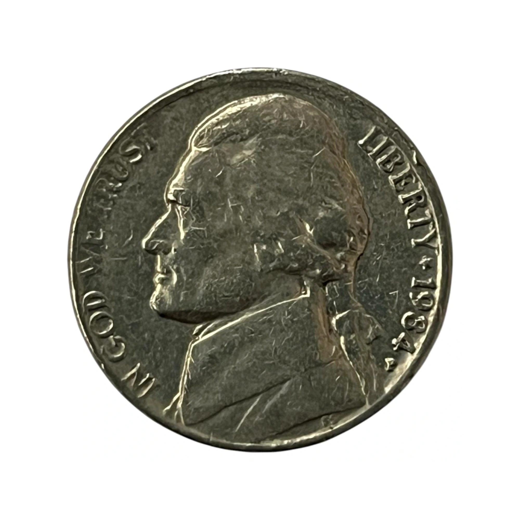 Moeda Estados Unidos 5 Cents Dólar - 1984 - Jefferson Nickel - Letra P - MBC - KM# A192