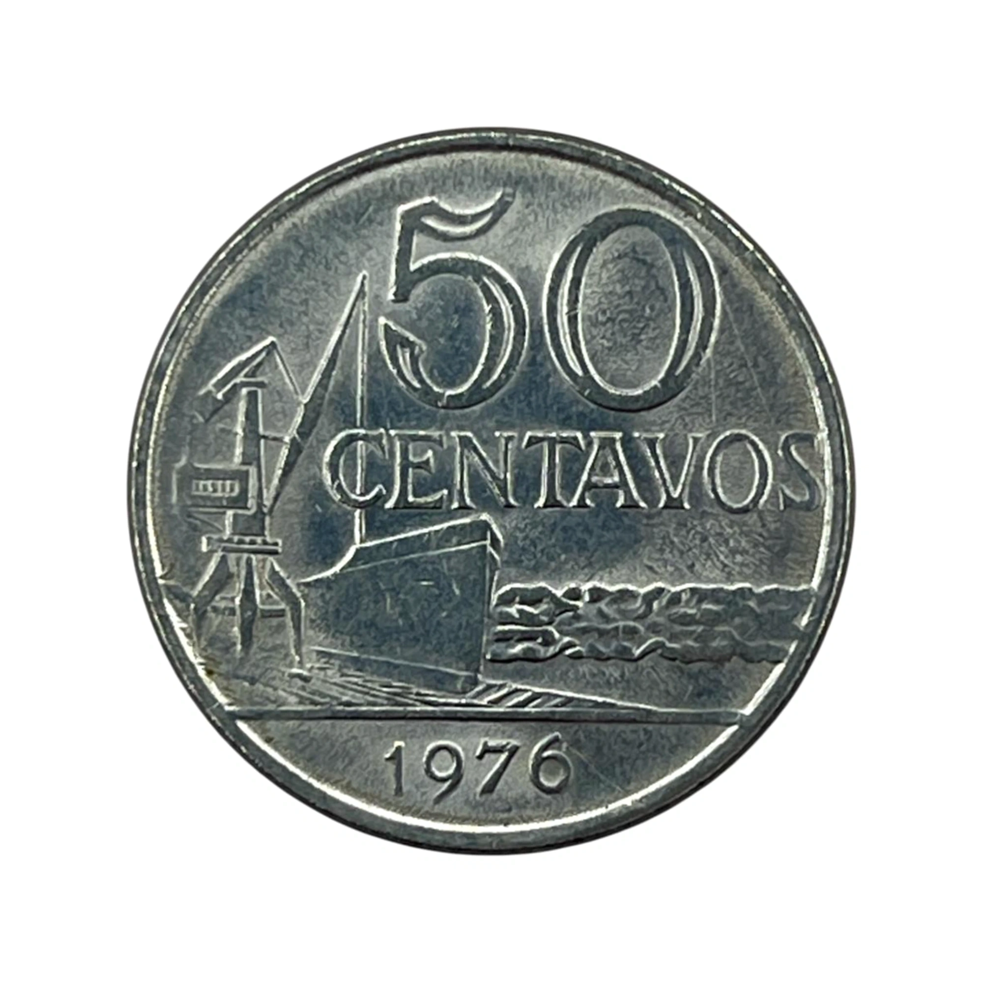 Moeda 50 Centavos 1976 Brasil - Aço Inox - SOBERBA - KM# 580b