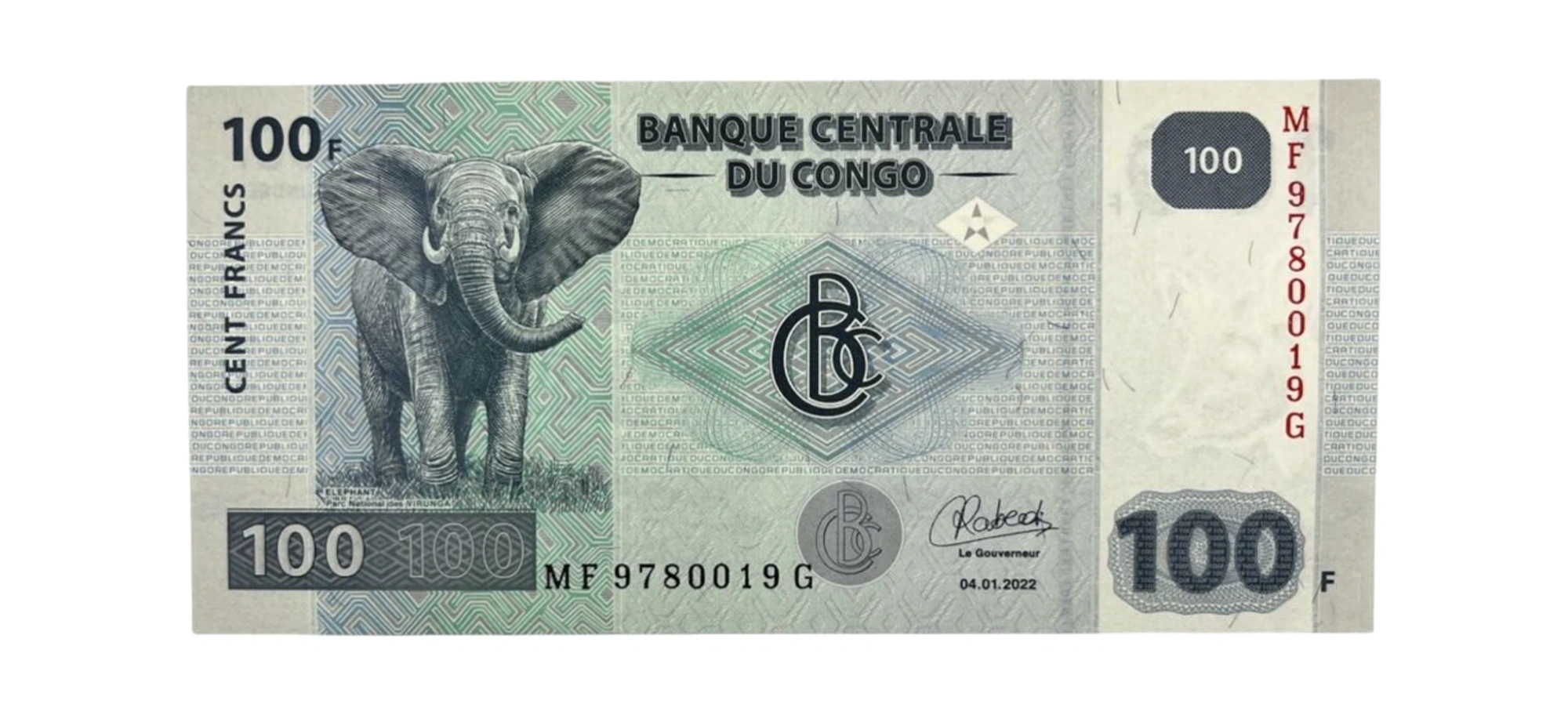 Cédula 100 Francos 2022 - República Democrática do Congo - FE - P-W98B
