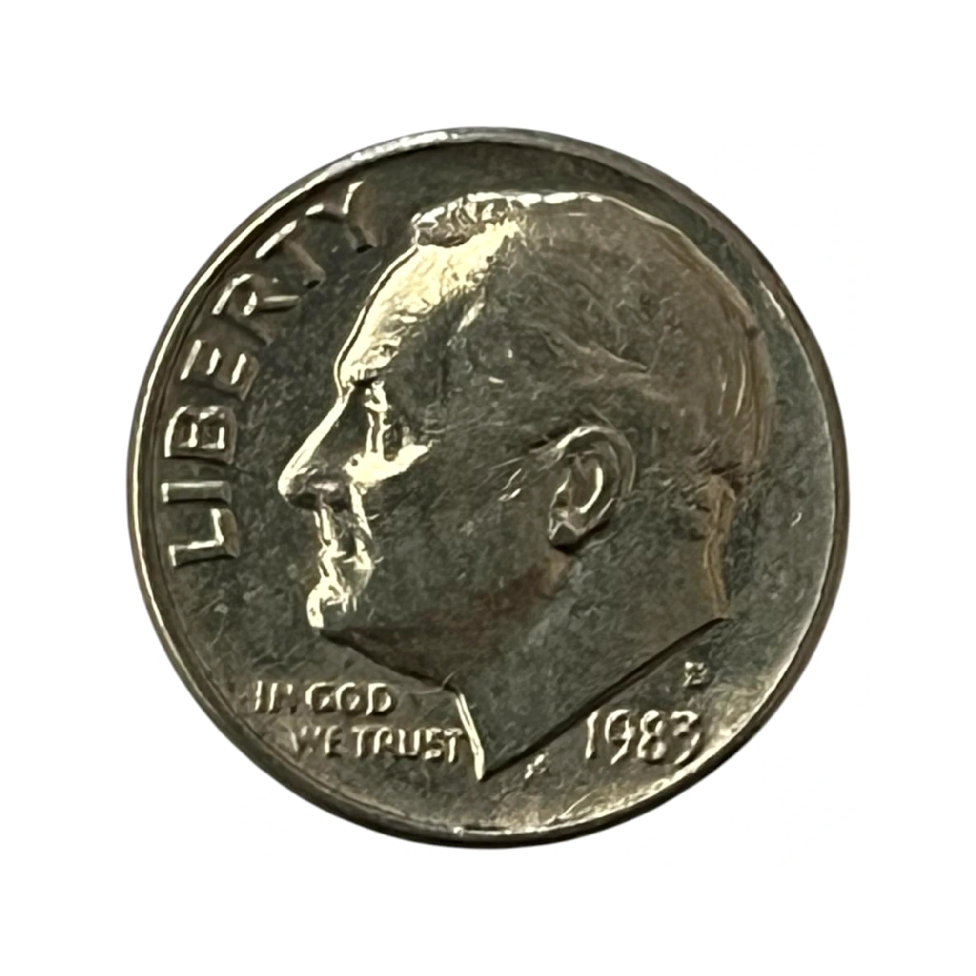 Moeda Estados Unidos 10 Cents Dólar - One Dime 1983 - Roosevelt - Letra D - MBC - KM# 195a