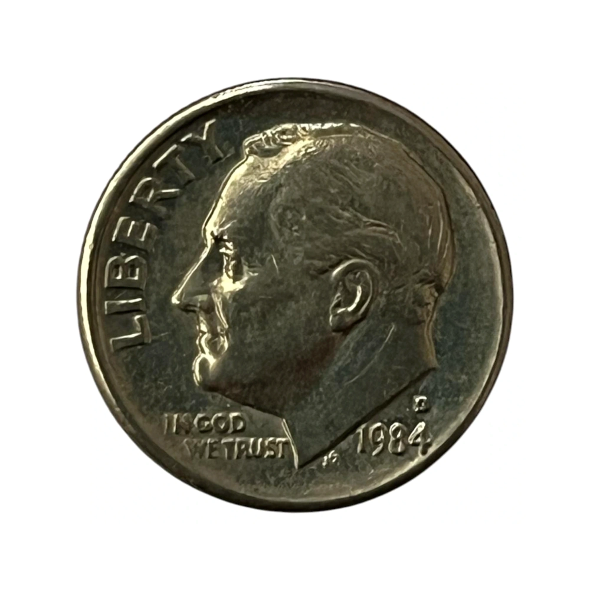 Moeda Estados Unidos 10 Cents Dólar - One Dime 1984 - Roosevelt - Letra D - MBC - KM# 195a