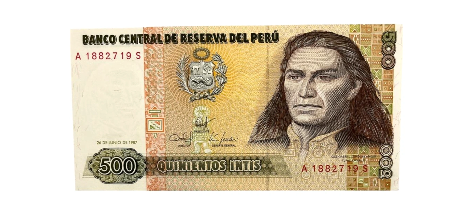 Cédula 500 Intis 1987 Perú - FE - P-134b