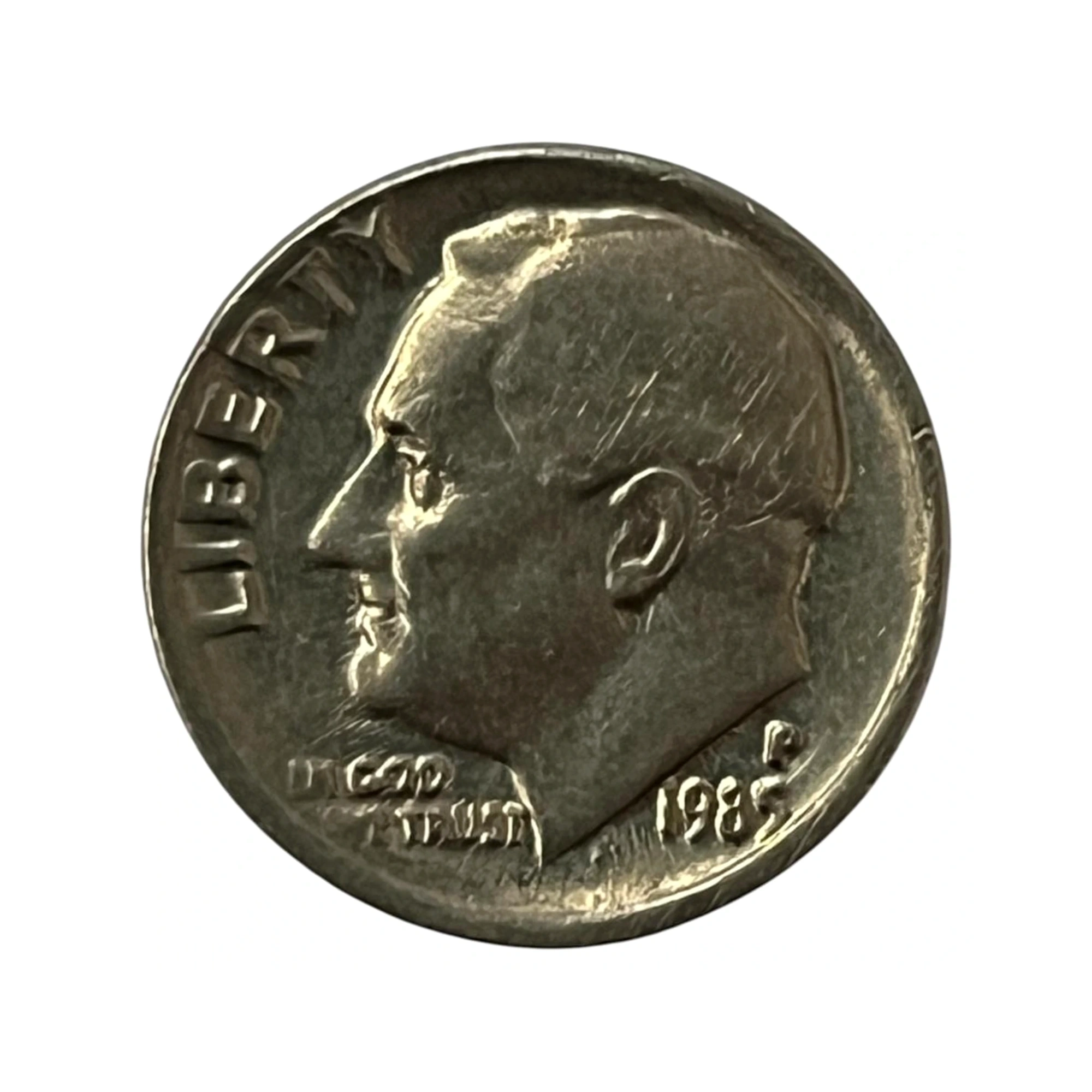 Moeda Estados Unidos 10 Cents Dólar - One Dime 1985 - Roosevelt - Letra P - MBC - KM# 195a