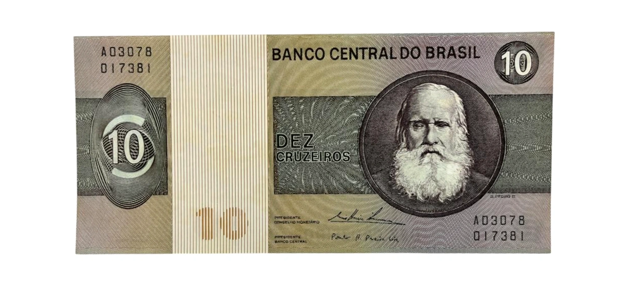Cédula 10 Cruzeiros Brasil 1974 - D. Perdro II - SOBERBA - C-138